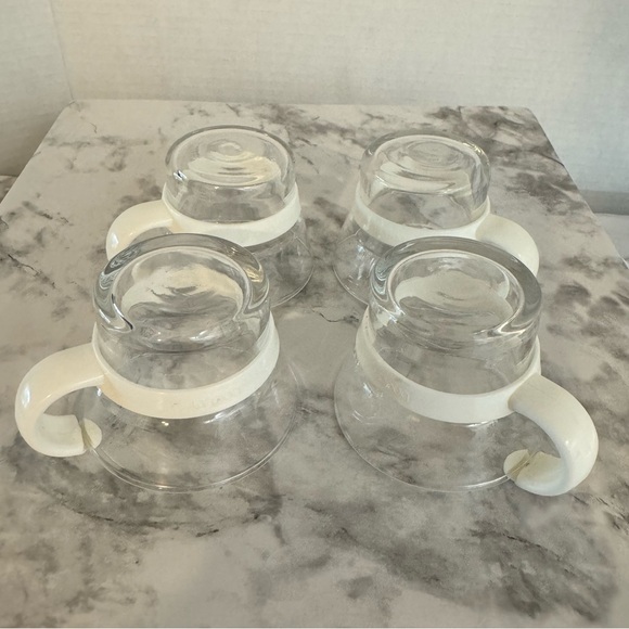 Vintage Set Of 4 Bodum Demitasse 2.5 oz Espresso Cups, White Handles - Picture 7 of 7